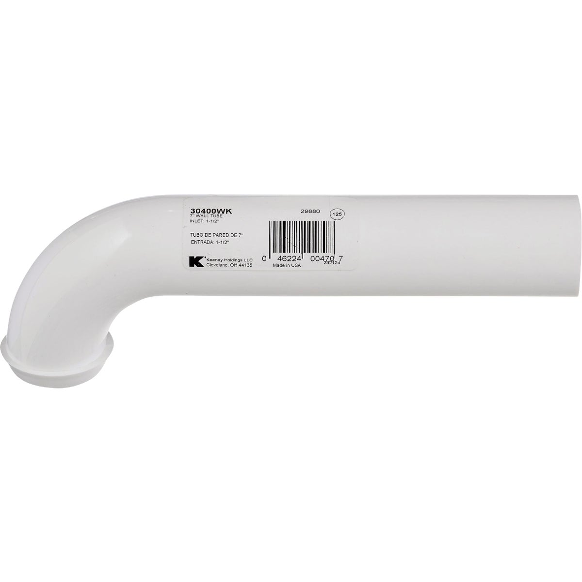 Keeney 1-1/2" x 7" White Polypropylene Wall Tube Image 4