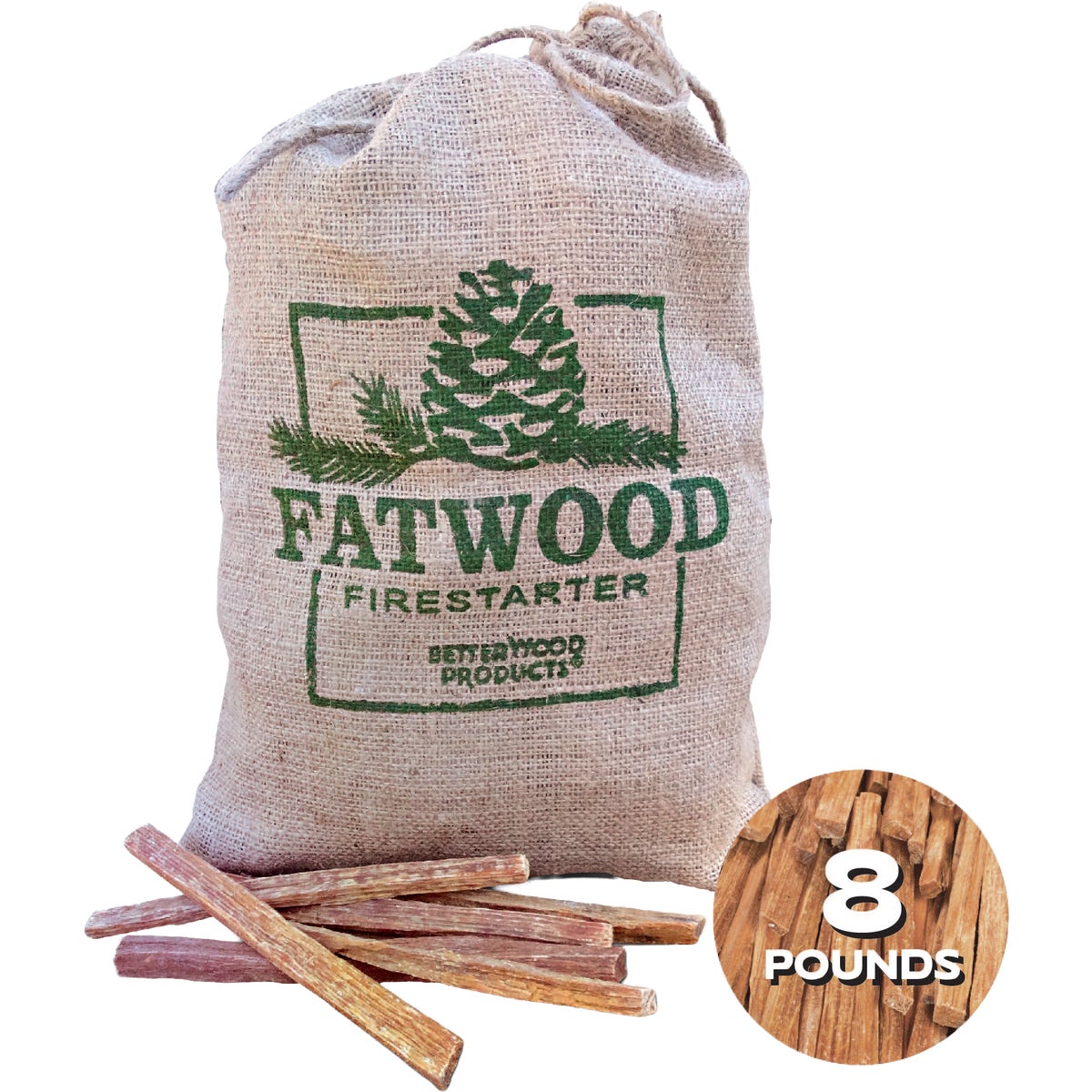 Fatwood 8 Lb. Fire Starter in Burlap Bag