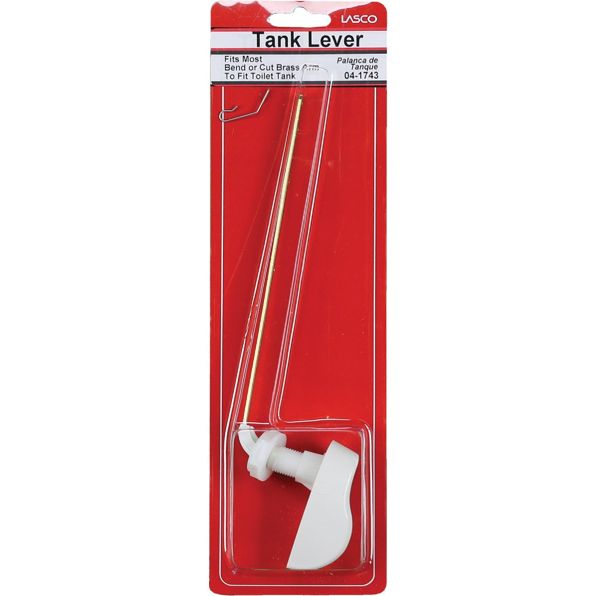 Lasco White Tank Lever with Brass Flat Arm Image 2