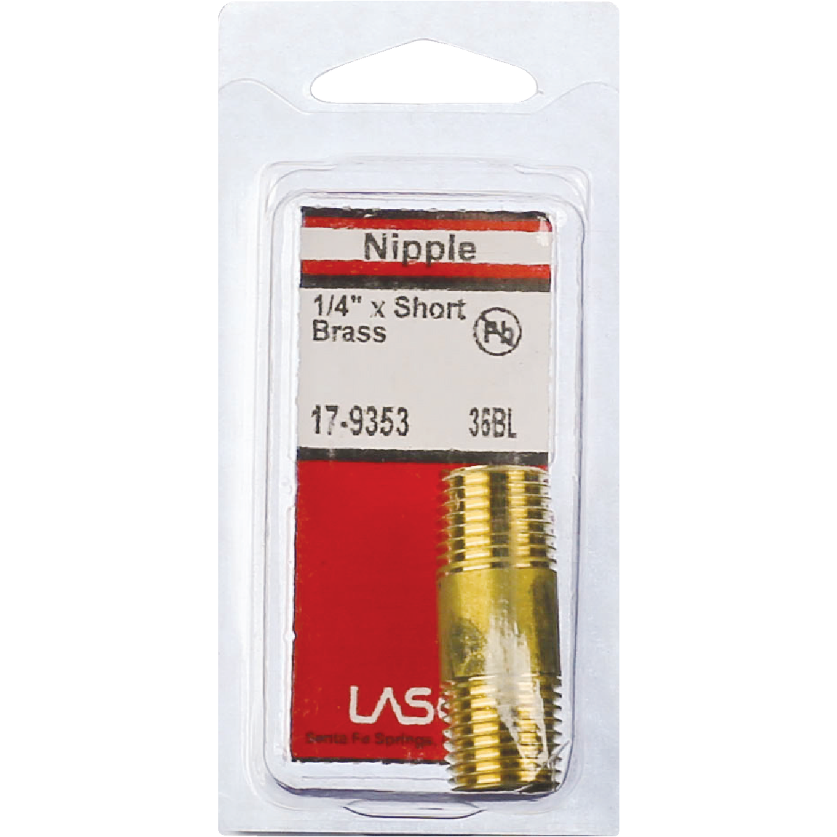 Lasco 1/4 In. MPT x 1-1/2 In. Short Brass Nipple Image 2