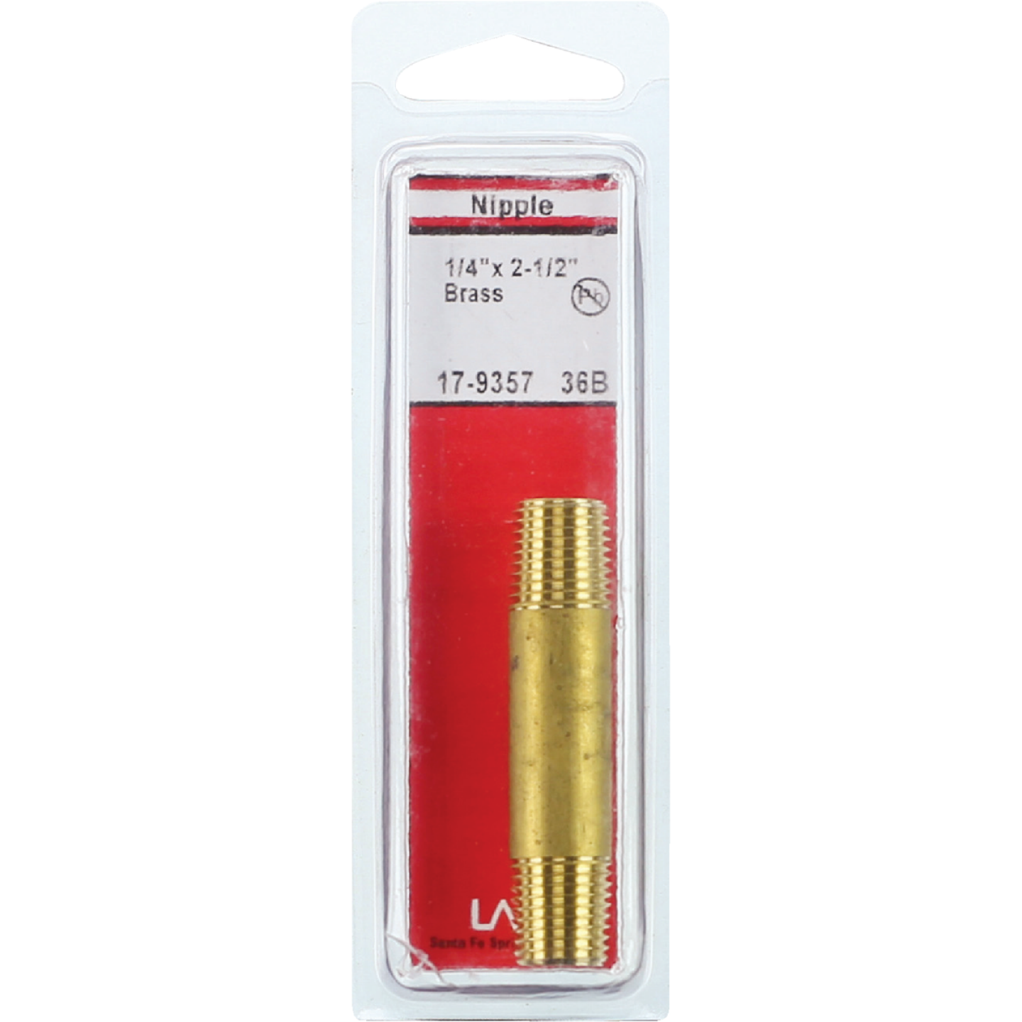 Lasco 1/4 In. x 2-1/2 In. Brass Nipple Image 2
