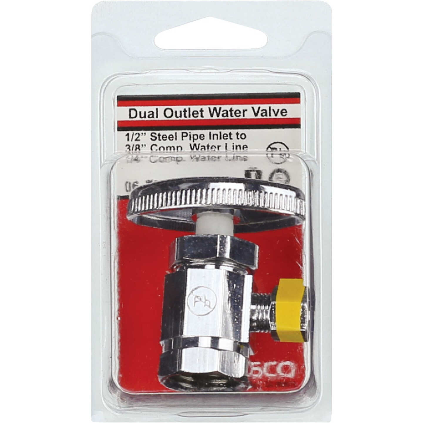 Lasco 1/2 In. IP x 3/8 In. Compression x 1/4 In. Compression Multi-Turn Style Angle Valve Image 2