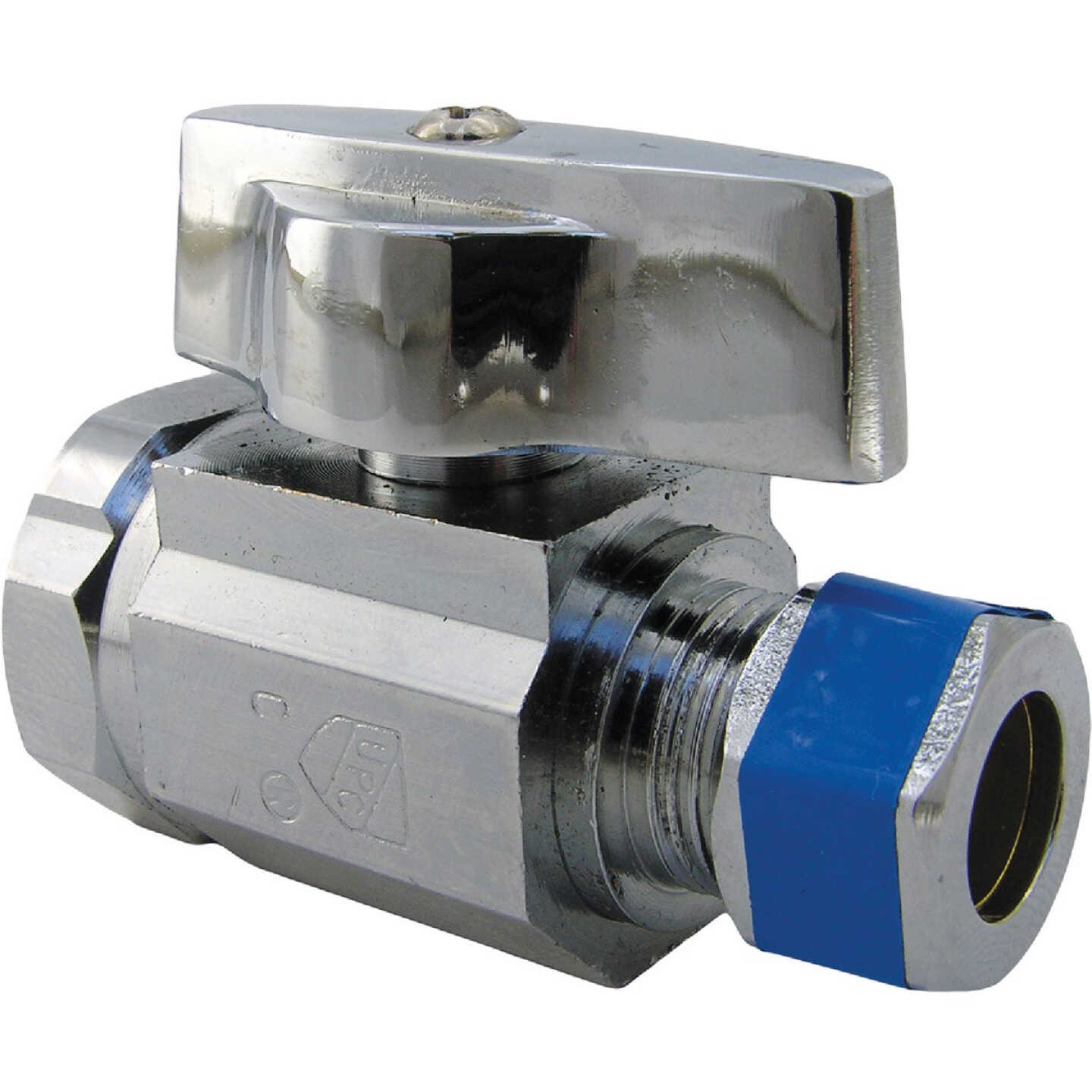 Lasco 1/2 In. IP Inlet x Compression Outlet Brass Straight Stop Valve Image 1