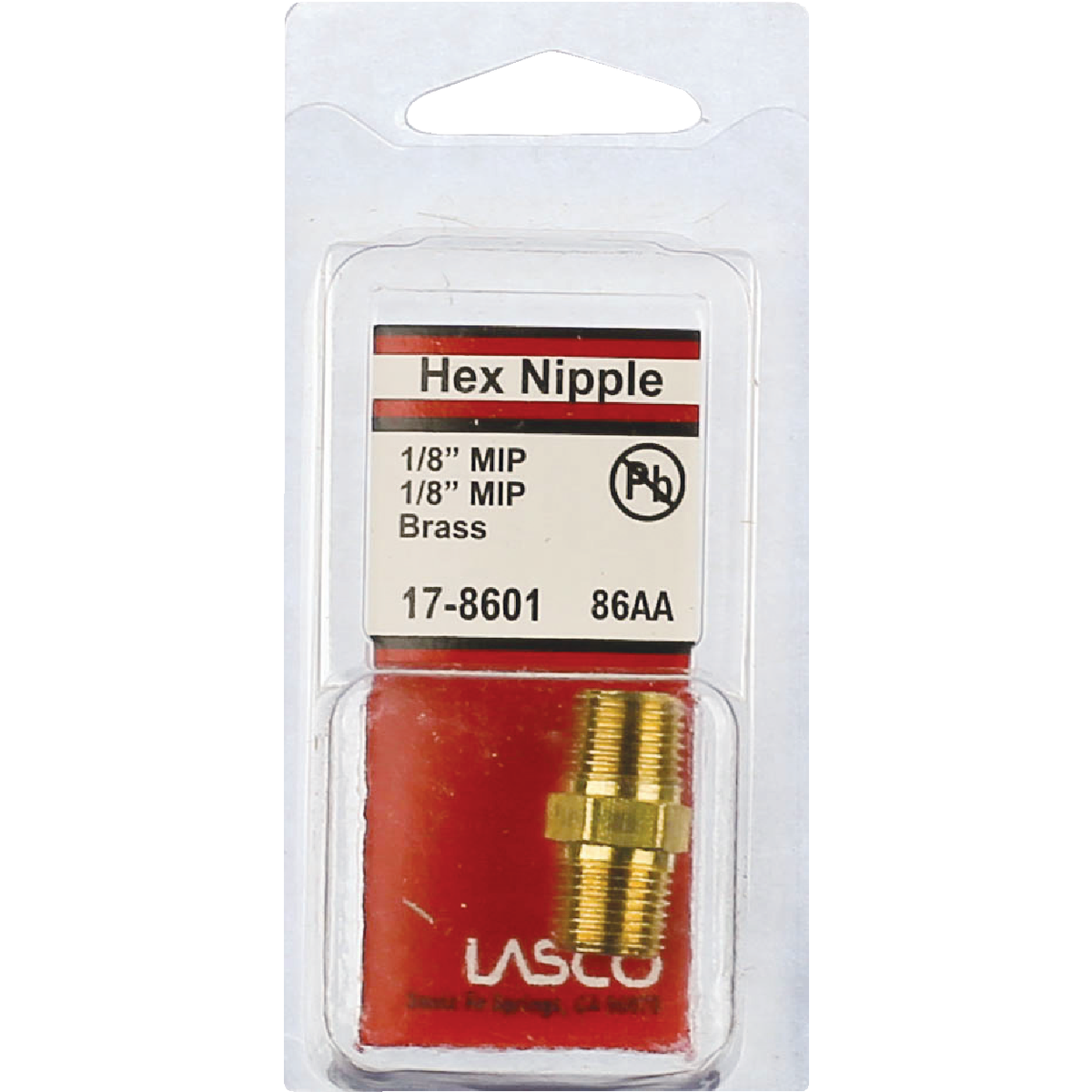 Lasco 1/8 In. MPT x 1/8 In. MPT Brass Hex Nipple Image 2