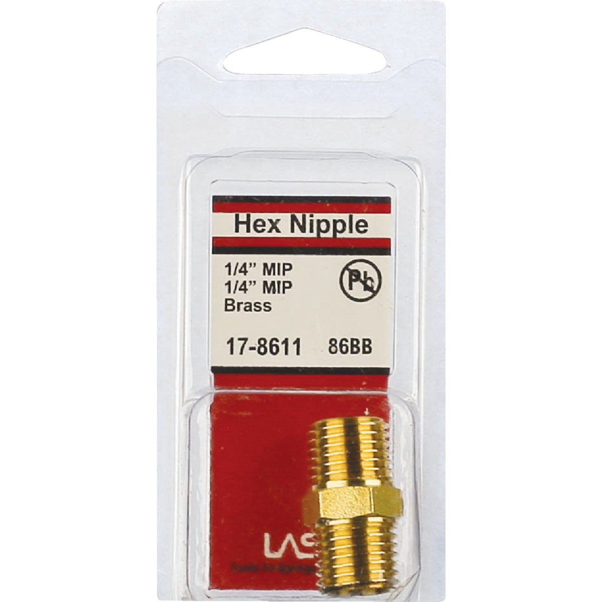 Lasco 1/4 In. MPT x 1/4 In. MPT Brass Hex Nipple Image 2