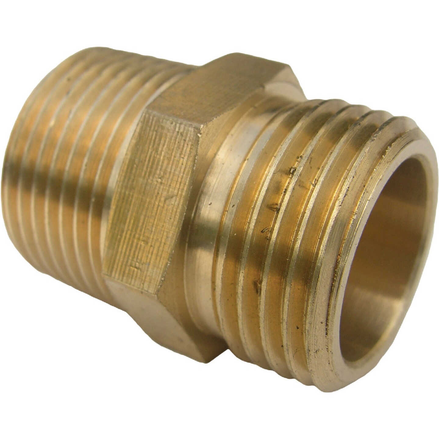 Lasco 3/4 In. MHT x 3/4 In. MPT x 1/2 In. FPT Brass Adapter Image 1