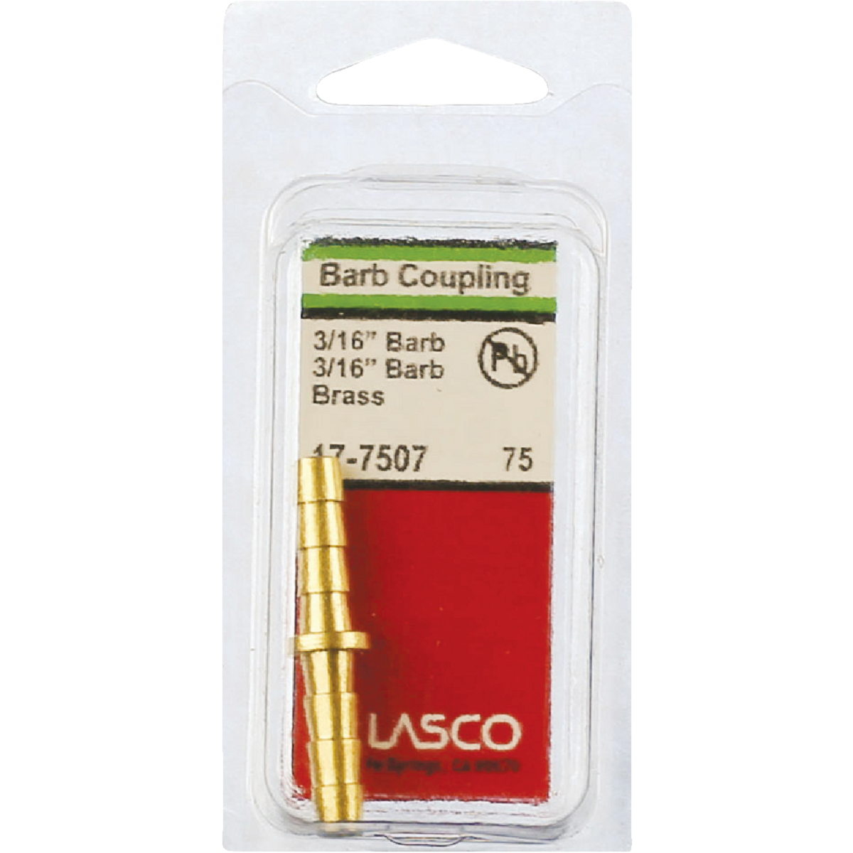 Lasco 3/16 In. Brass Hose Barb Coupling Image 2