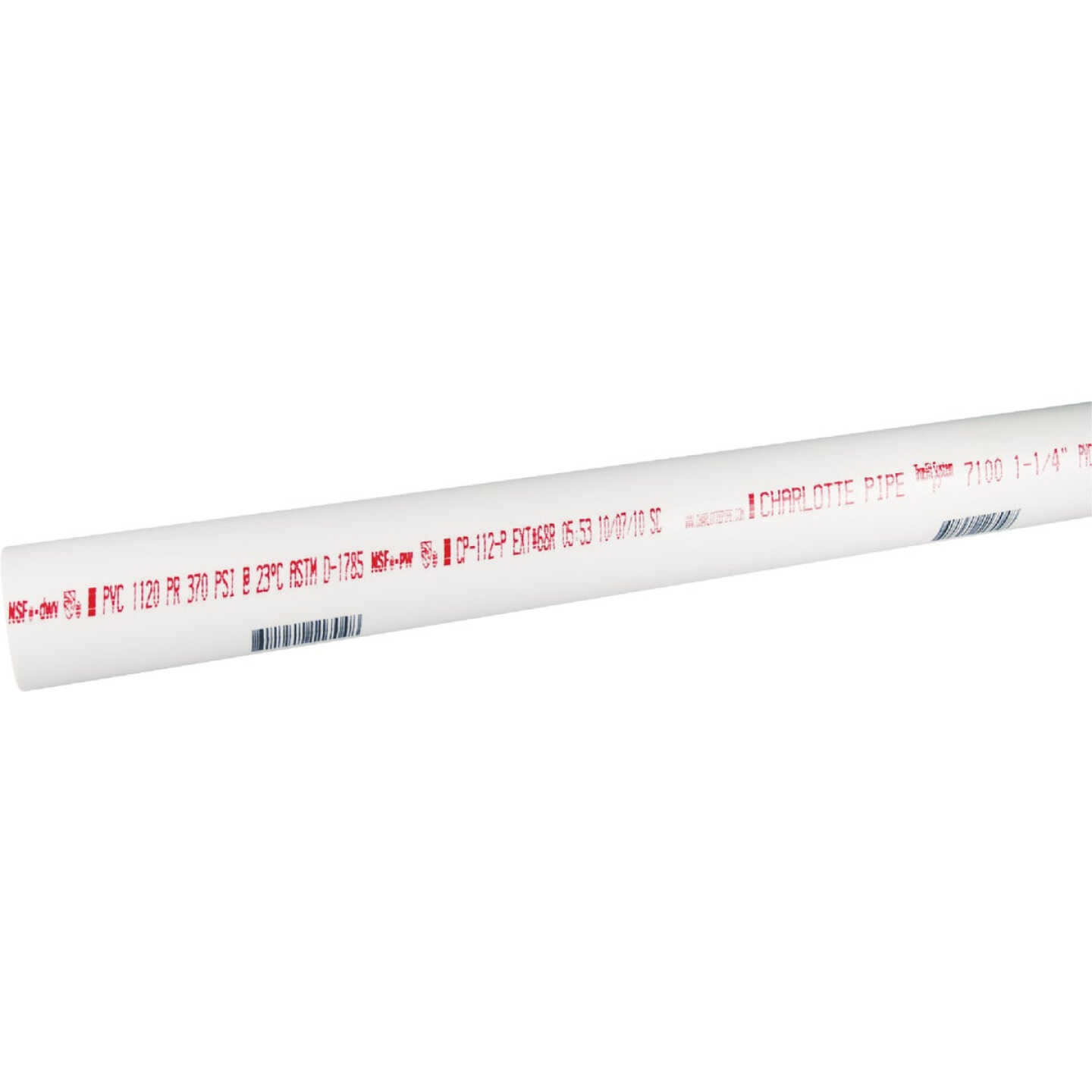 Charlotte Pipe 1-1/4 In. x 10 Ft. Cold Water Schedule 40 PVC Pressure Pipe Image 3