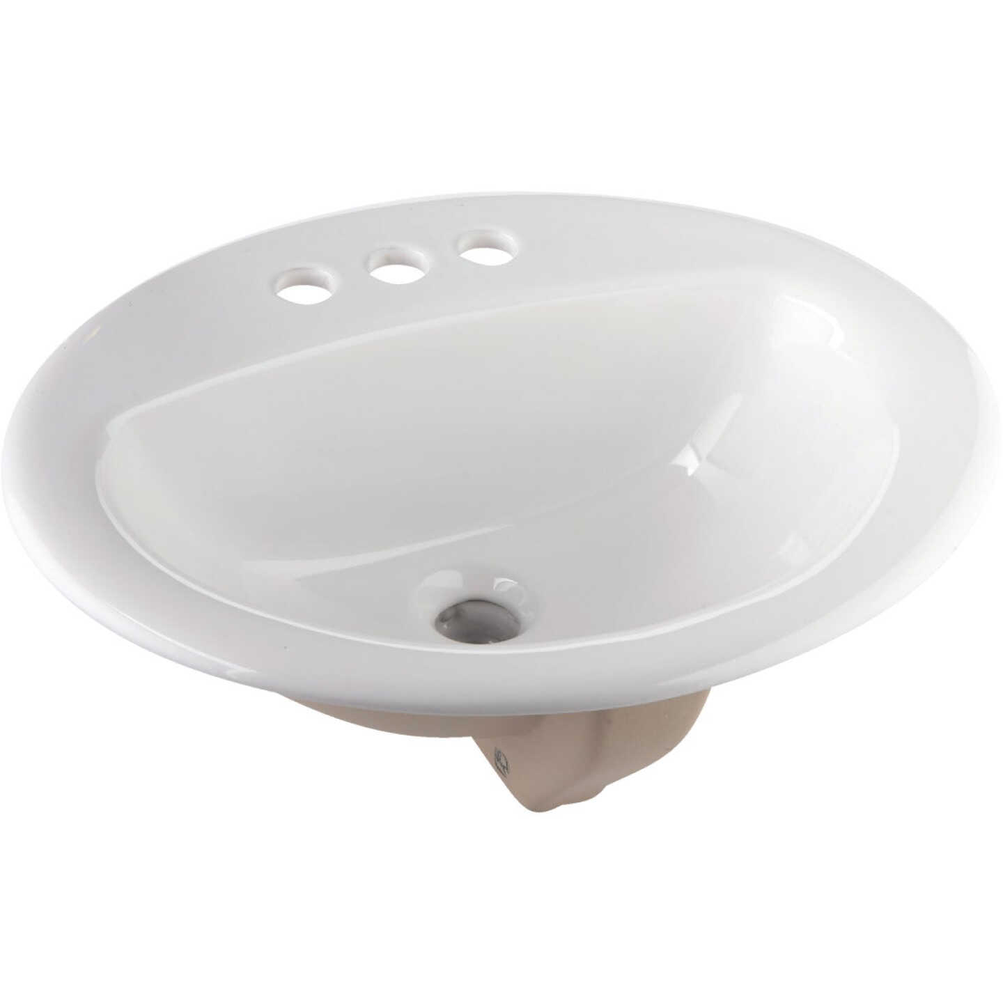 Oval White Drop-In Bathroom Sink Image 1
