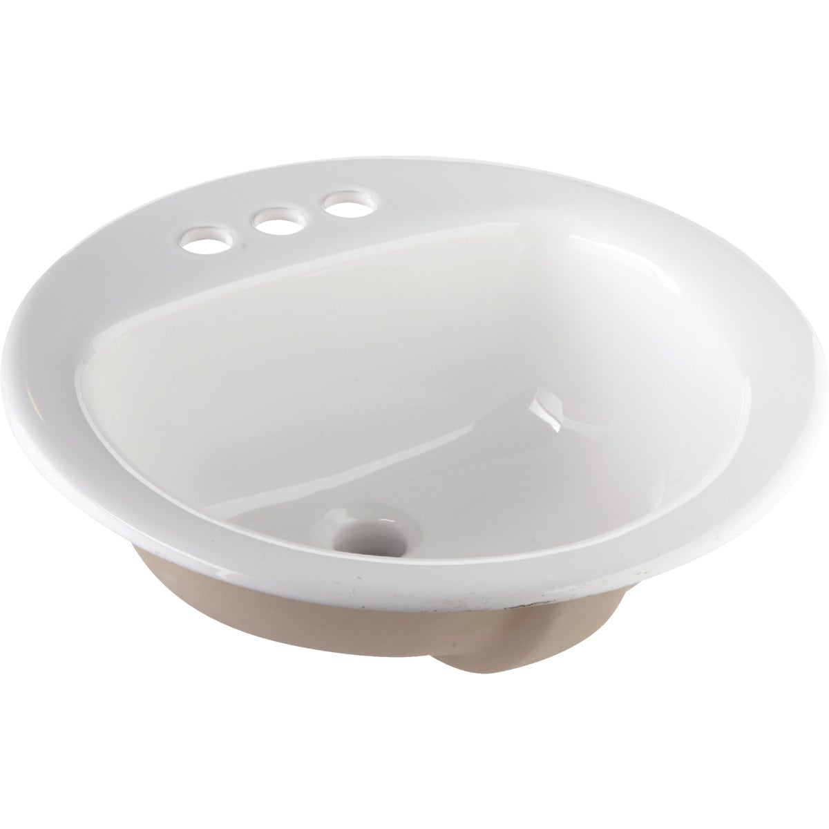 Round White Drop-In Bathroom Sink
