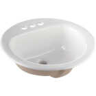 Round White Drop-In Bathroom Sink Image 1