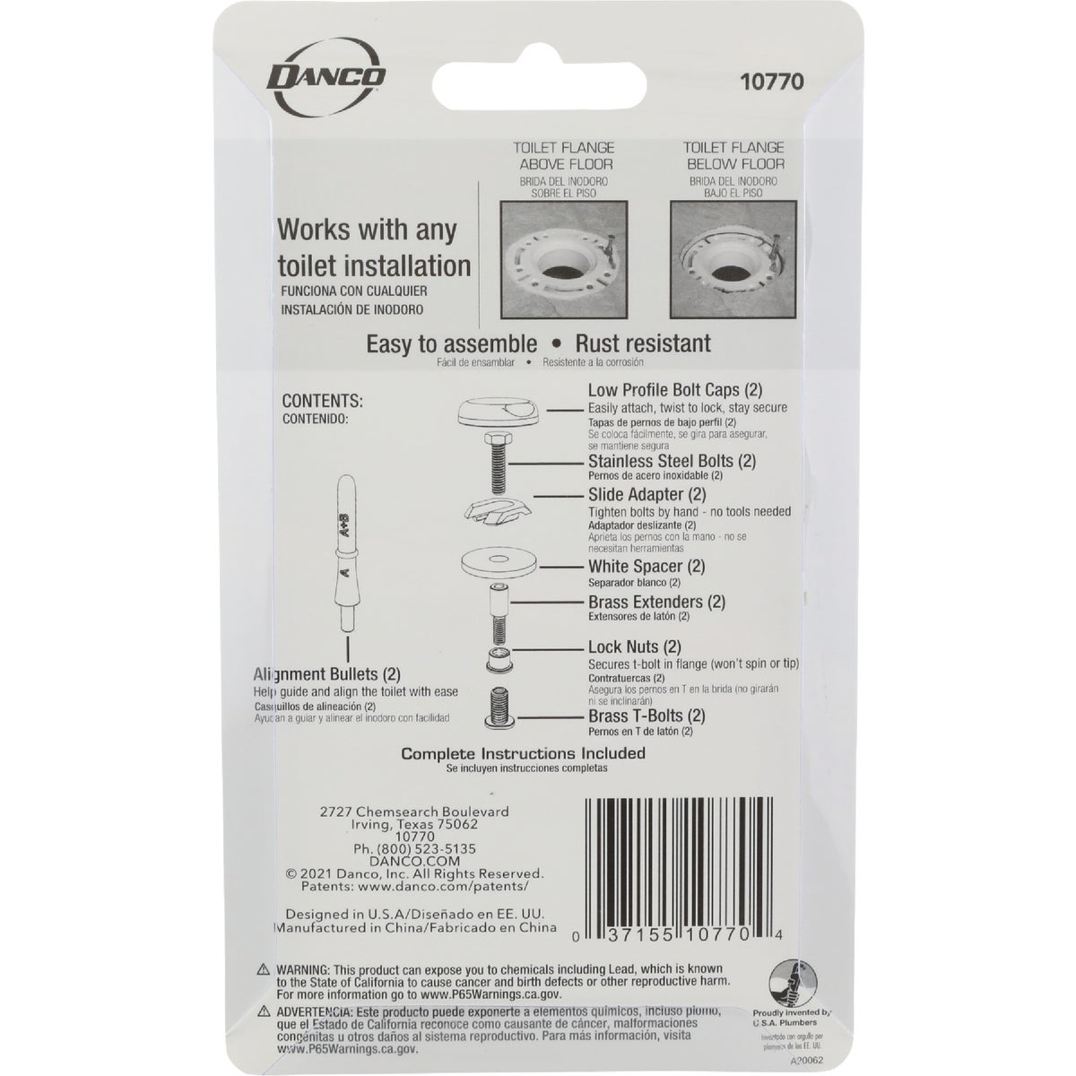 Danco Zero Cut Toilet Bolt Set  Image 7