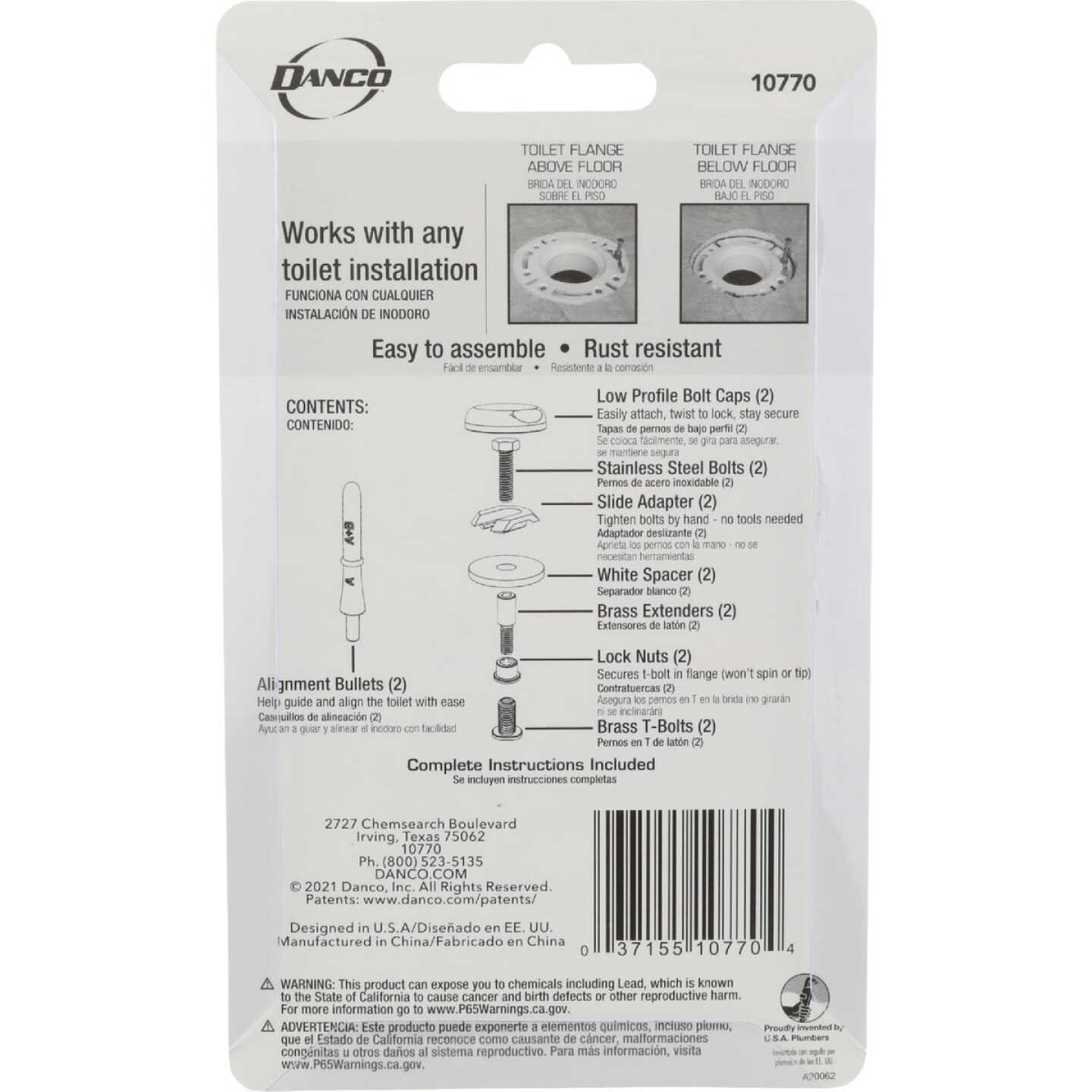 Danco Zero Cut Toilet Bolt Set Image 7