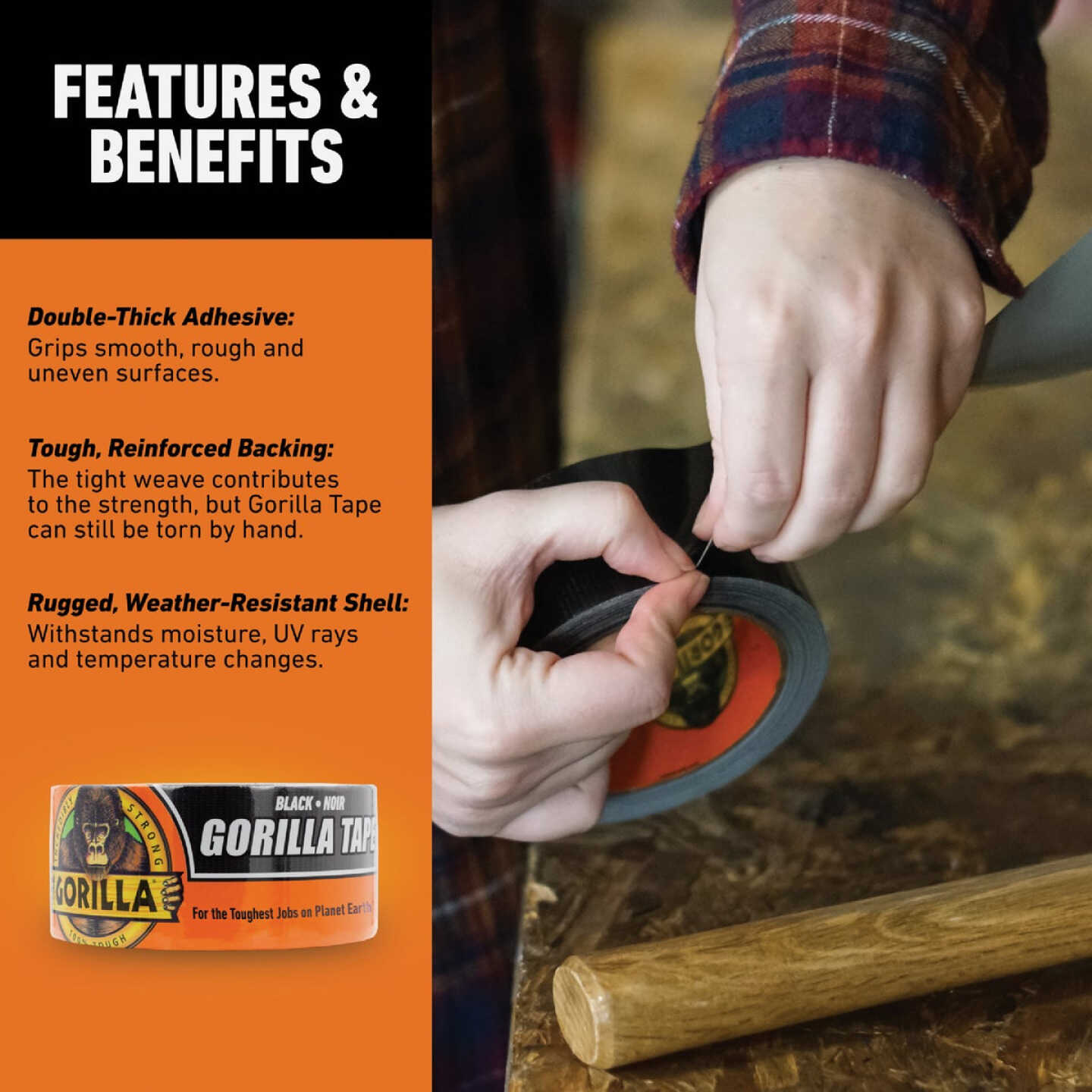 Gorilla 1.88 In. x 10 Yd. Heavy-Duty Duct Tape, Black Image 3