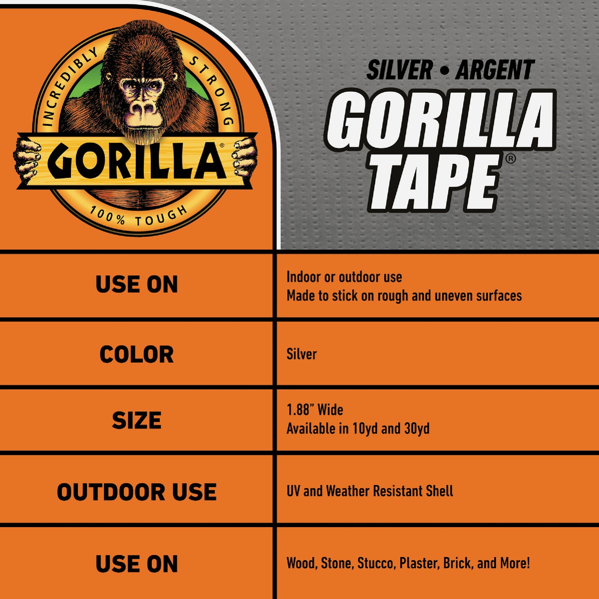 Gorilla 1.88 In. x 30 Yd. Heavy-Duty Duct Tape, Silver Image 2