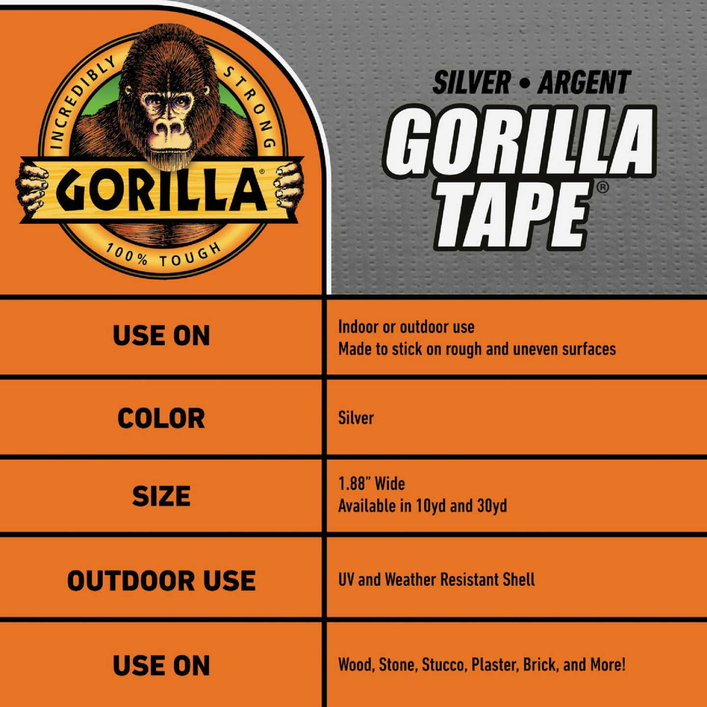 Gorilla 1.88 In. x 30 Yd. Heavy-Duty Duct Tape, Silver Image 2