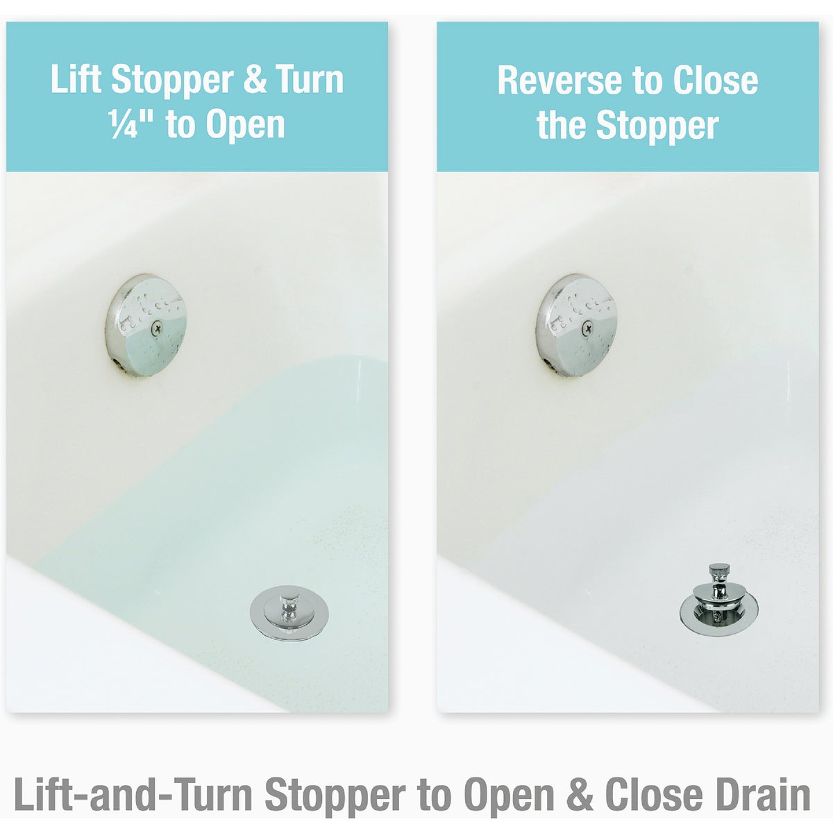 Danco Lift & Turn 3/8 In. & 5/16 In. Thread Tub Drain Stopper Cartridge in Chrome Image 2