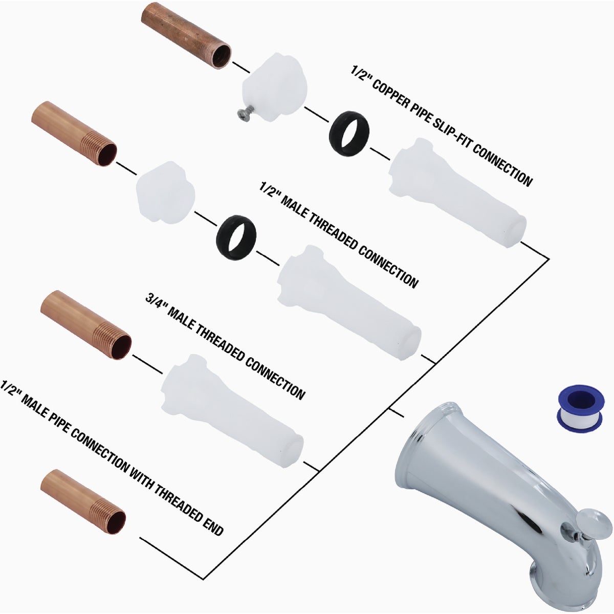 Danco 6 In. Chrome Bathtub Spout with Diverter Image 3