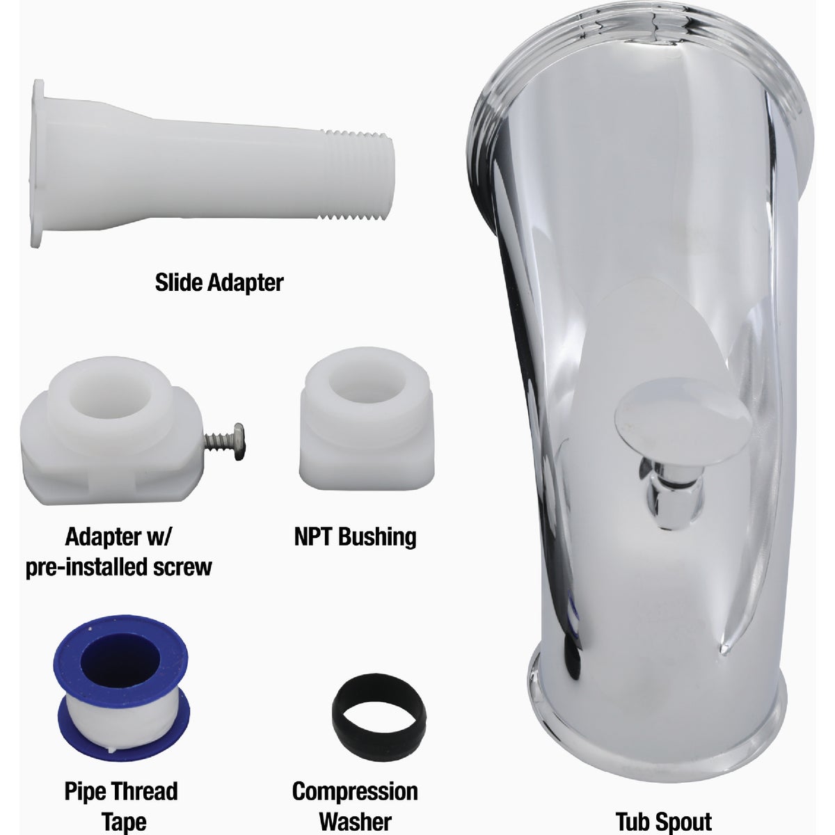 Danco 6 In. Chrome Bathtub Spout with Diverter Image 4