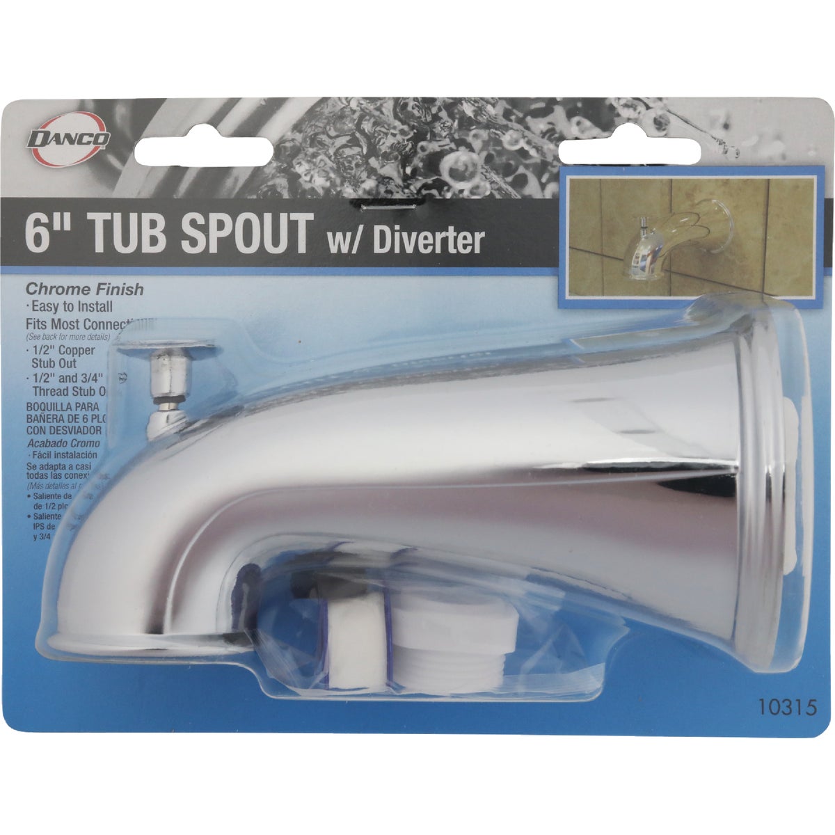Danco 6 In. Chrome Bathtub Spout with Diverter Image 7
