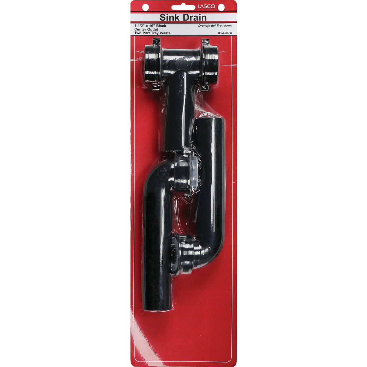 Lasco 1-1/2 In. x 16 In. Black Plastic Center Outlet Waste Image 2