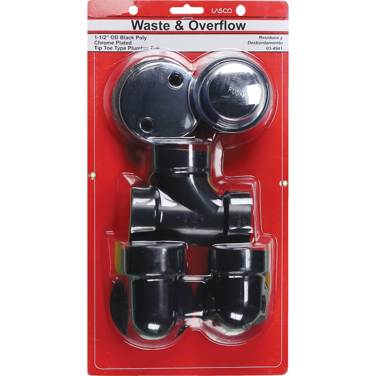 Lasco ABS Bath Drain with Polished Chrome Trim and Waste & Overflow Image 2