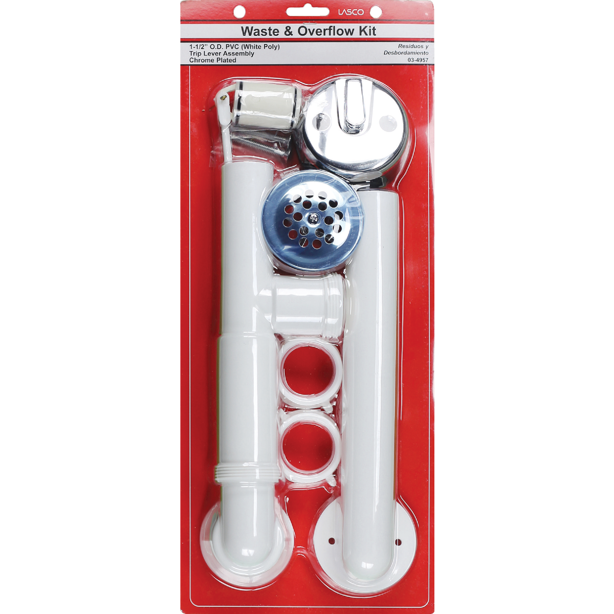 Lasco PVC Trip Lever Bath Drain with Chrome Plated Trim  Image 2