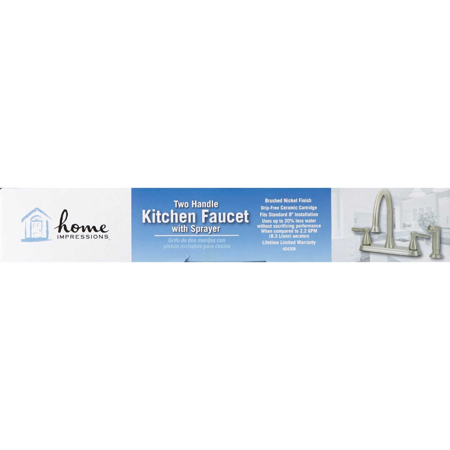 Home Impressions 2-Handle Traditional Lever Kitchen Faucet Side Spray, Brushed Nickel Image 2