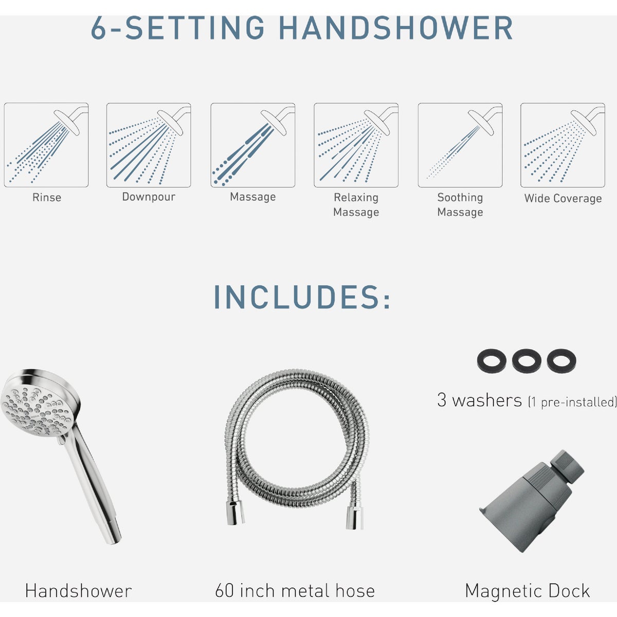 Moen Engage 6-Spray 1.75 GPM Handheld Shower Head with Magnetix, Chrome Image 4