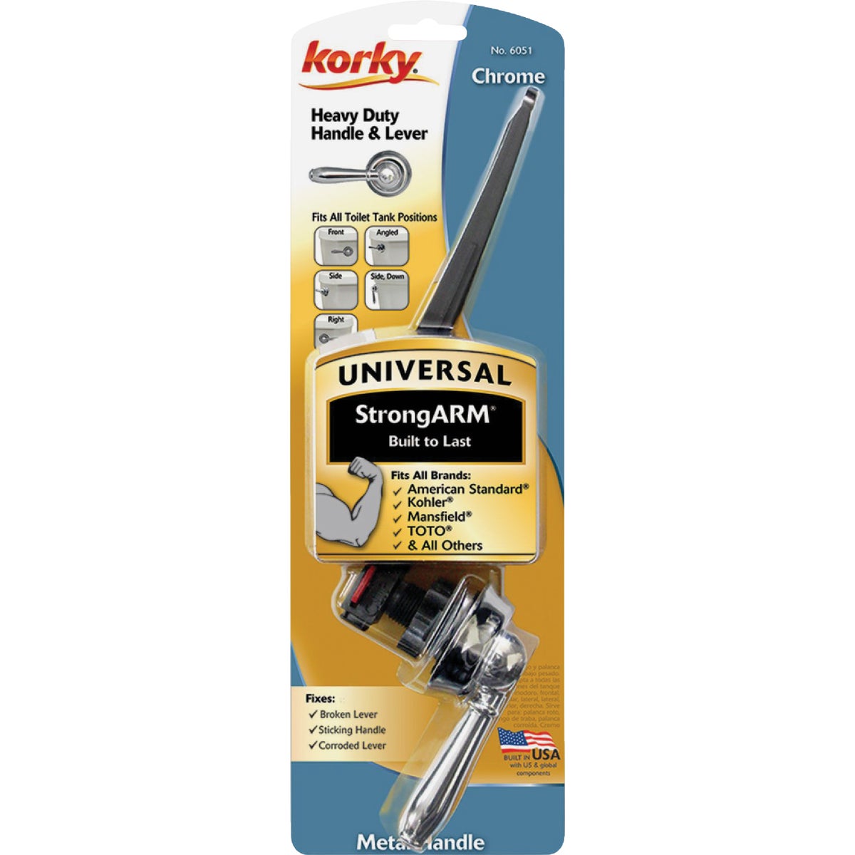 Korky StrongARM Universal Chrome Tank Lever with Faucet Style Handle Image 3