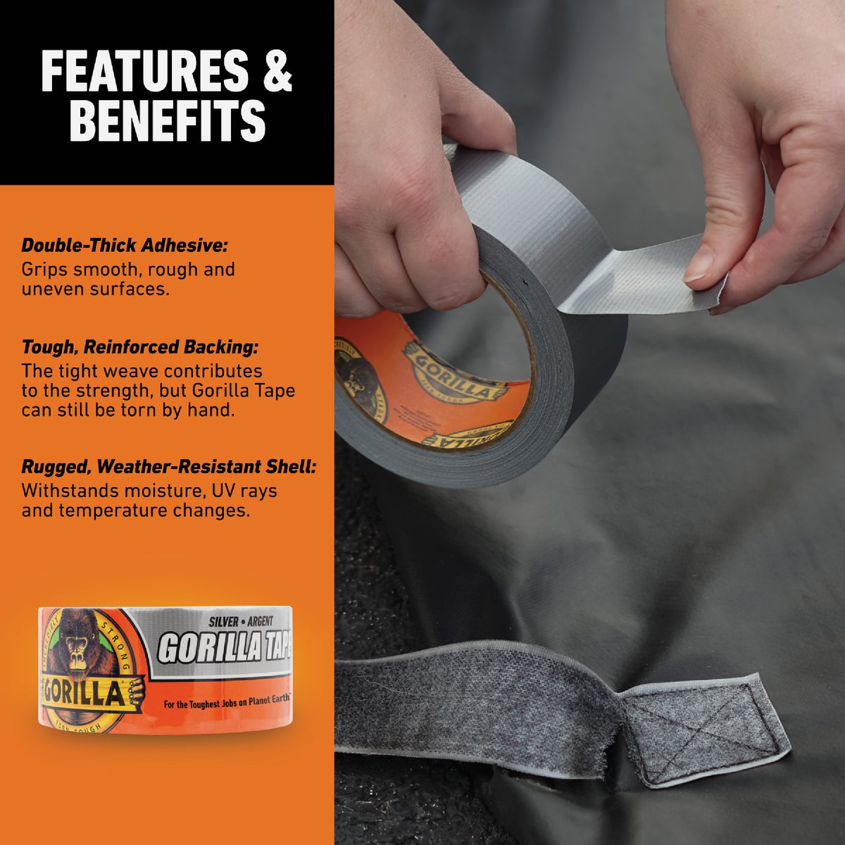 Gorilla 1.88 In. x 10 Yd. Heavy-Duty Duct Tape, Silver Image 3