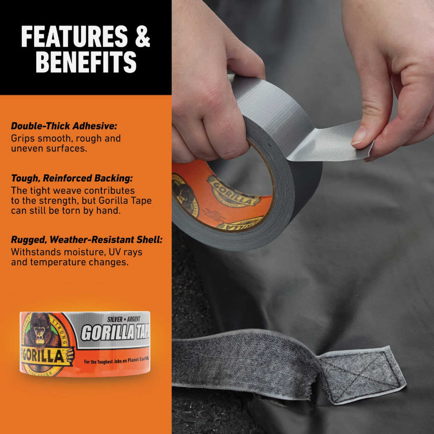 Gorilla 1.88 In. x 10 Yd. Heavy-Duty Duct Tape, Silver Image 3