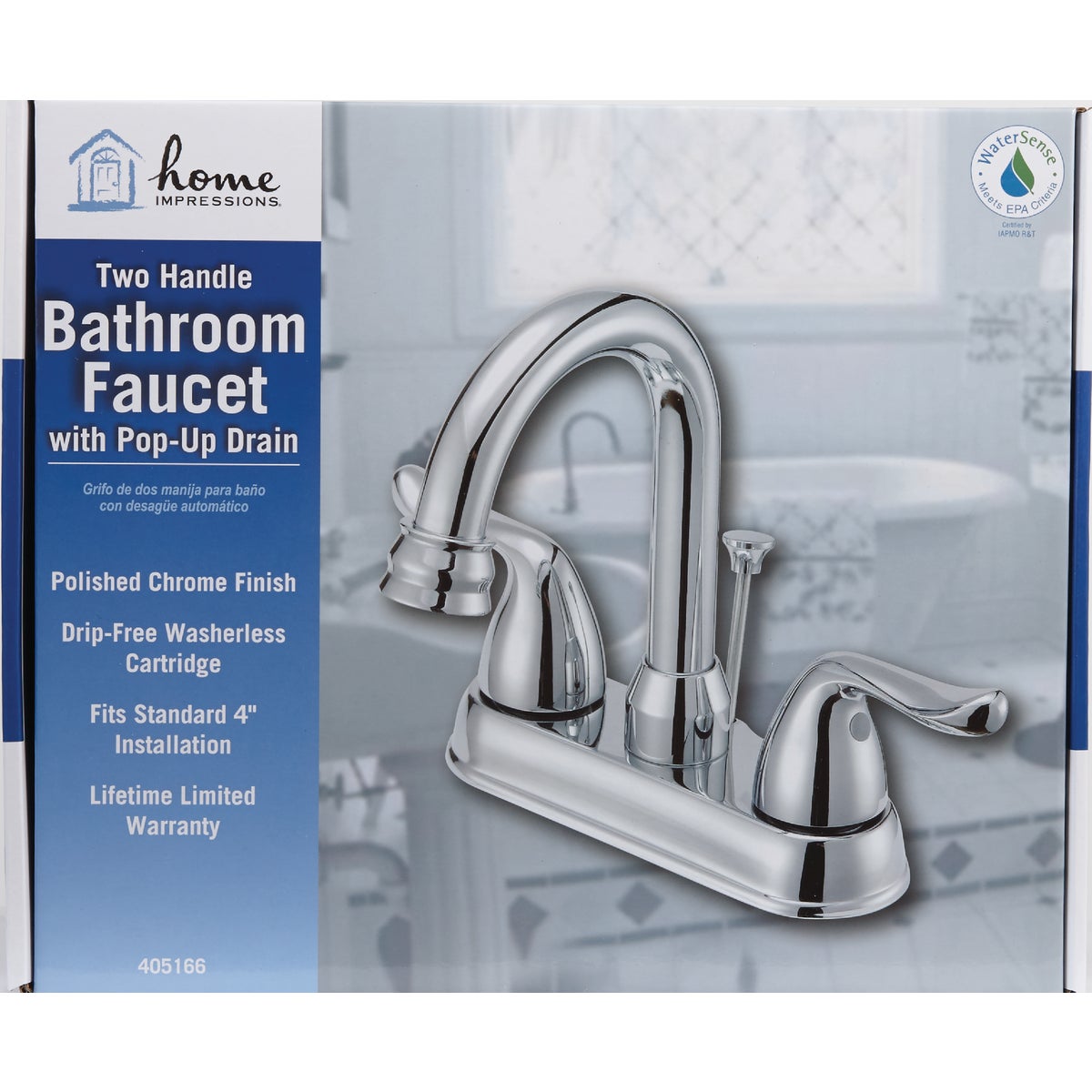 Home Impressions Chrome 2-Handle Lever 4 In. Centerset  Bathroom Faucet with Pop-Up Image 2