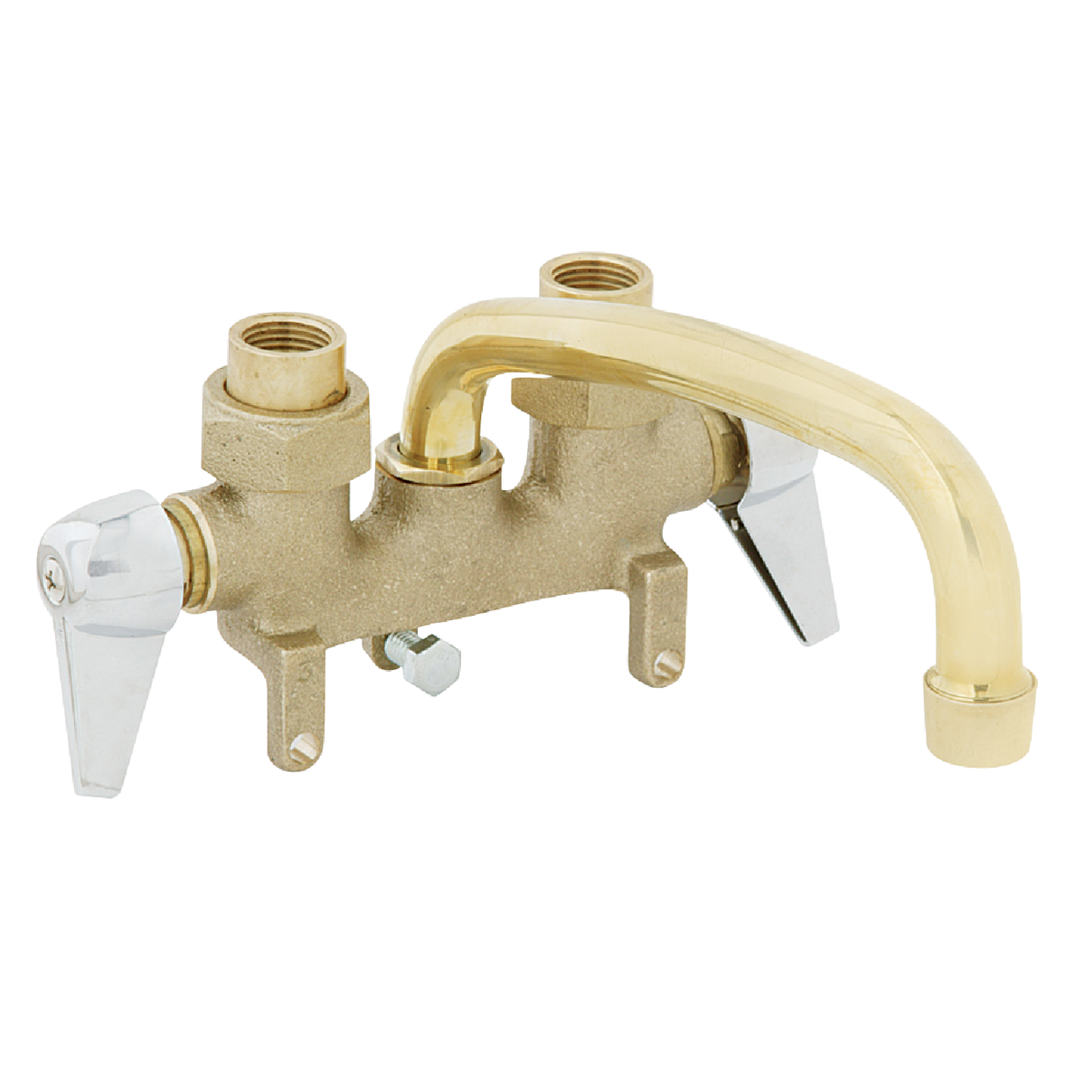 B&K Rough Brass with Chrome Handles Traditional Laundry Tray Faucet