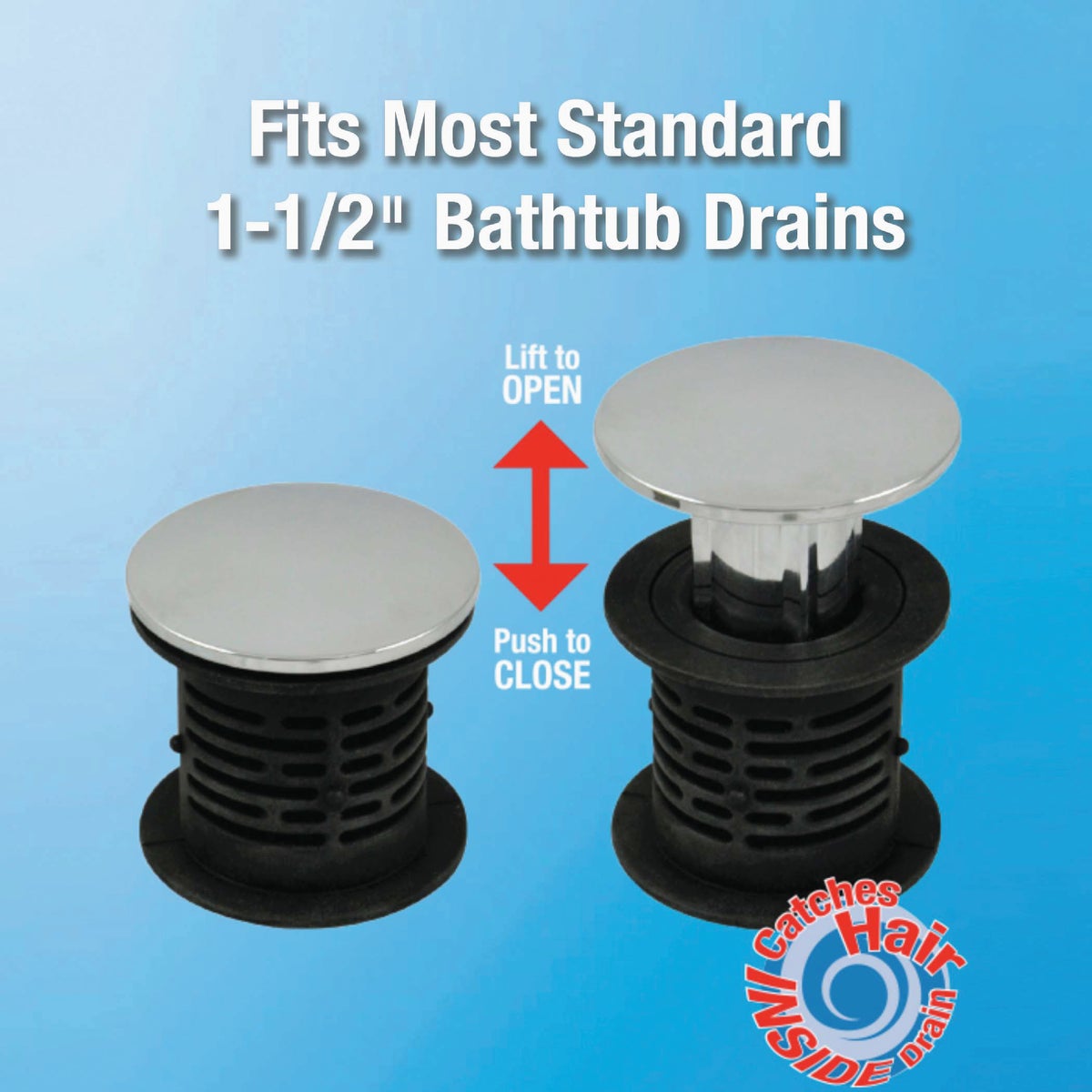 Danco 1-1/2 In. 2-in-1 Hair Catcher and Tub Drain Strainer with Chrome Finish Image 2