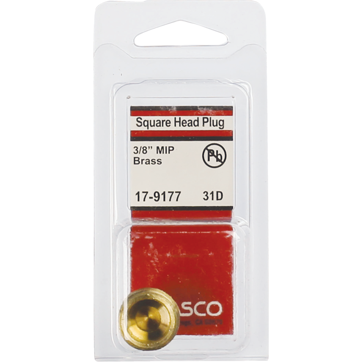 Lasco 3/8 In. MPT Brass Square Head Plug Image 2