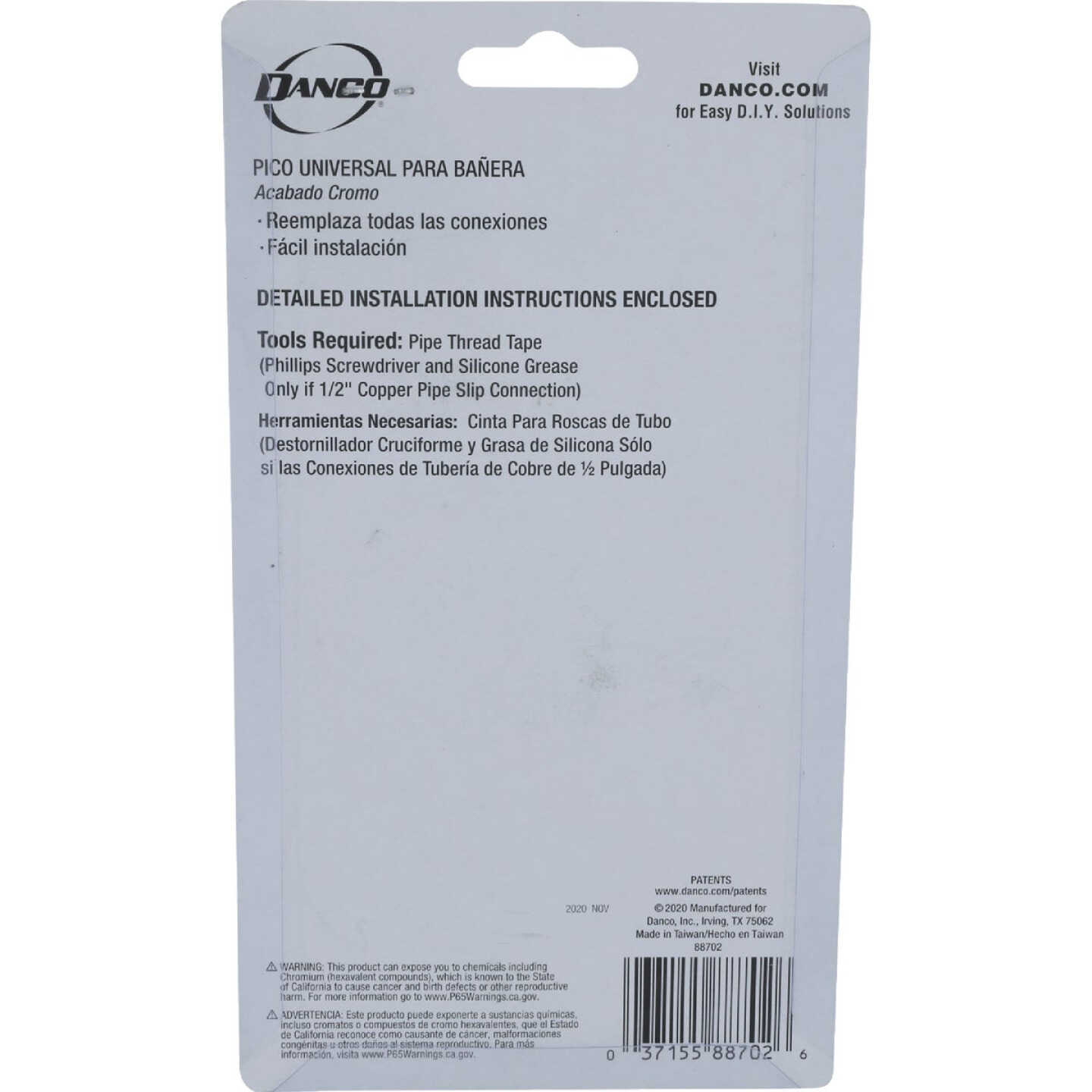 Danco 1/2 In. Slip-Fit Chrome Bathtub Spout Image 7