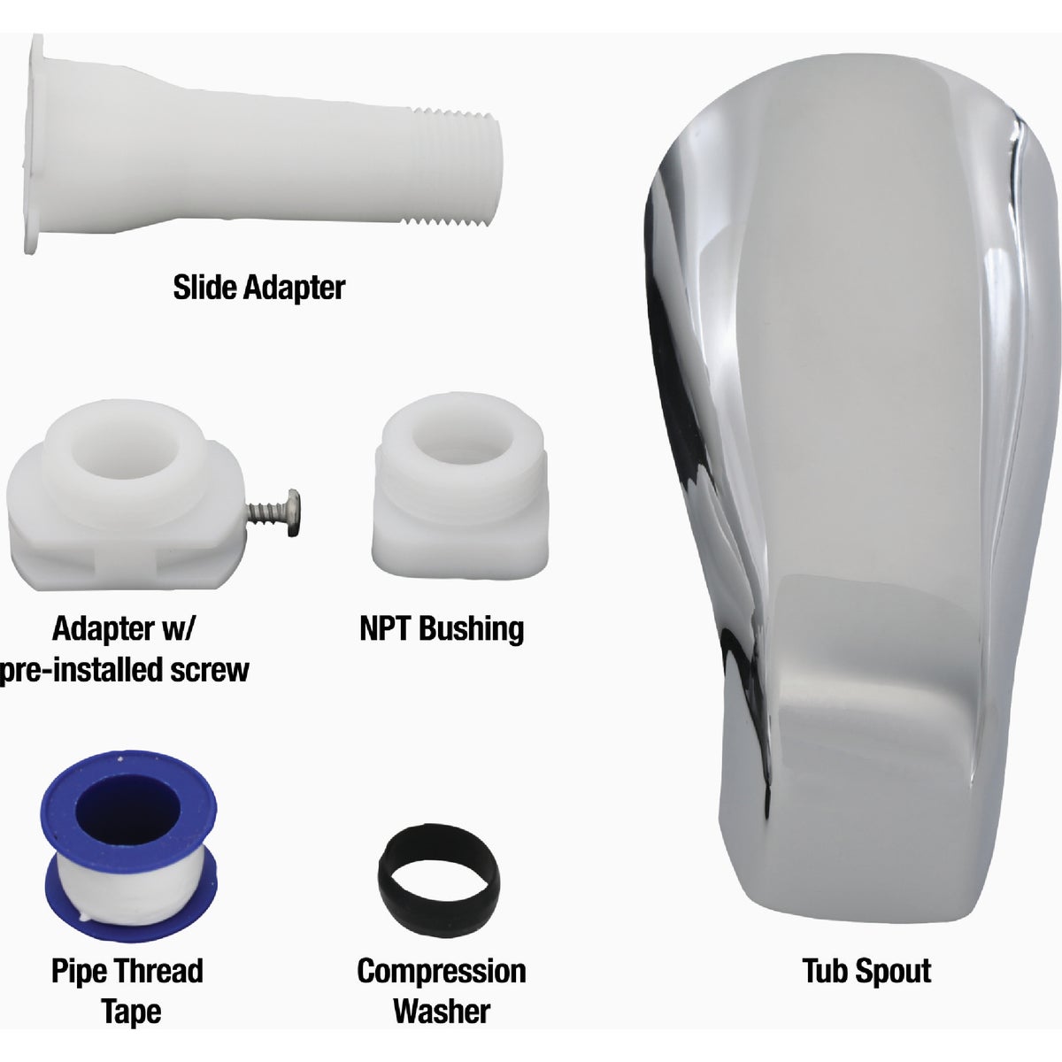Danco 1/2 In. Slip-Fit Chrome Bathtub Spout Image 4
