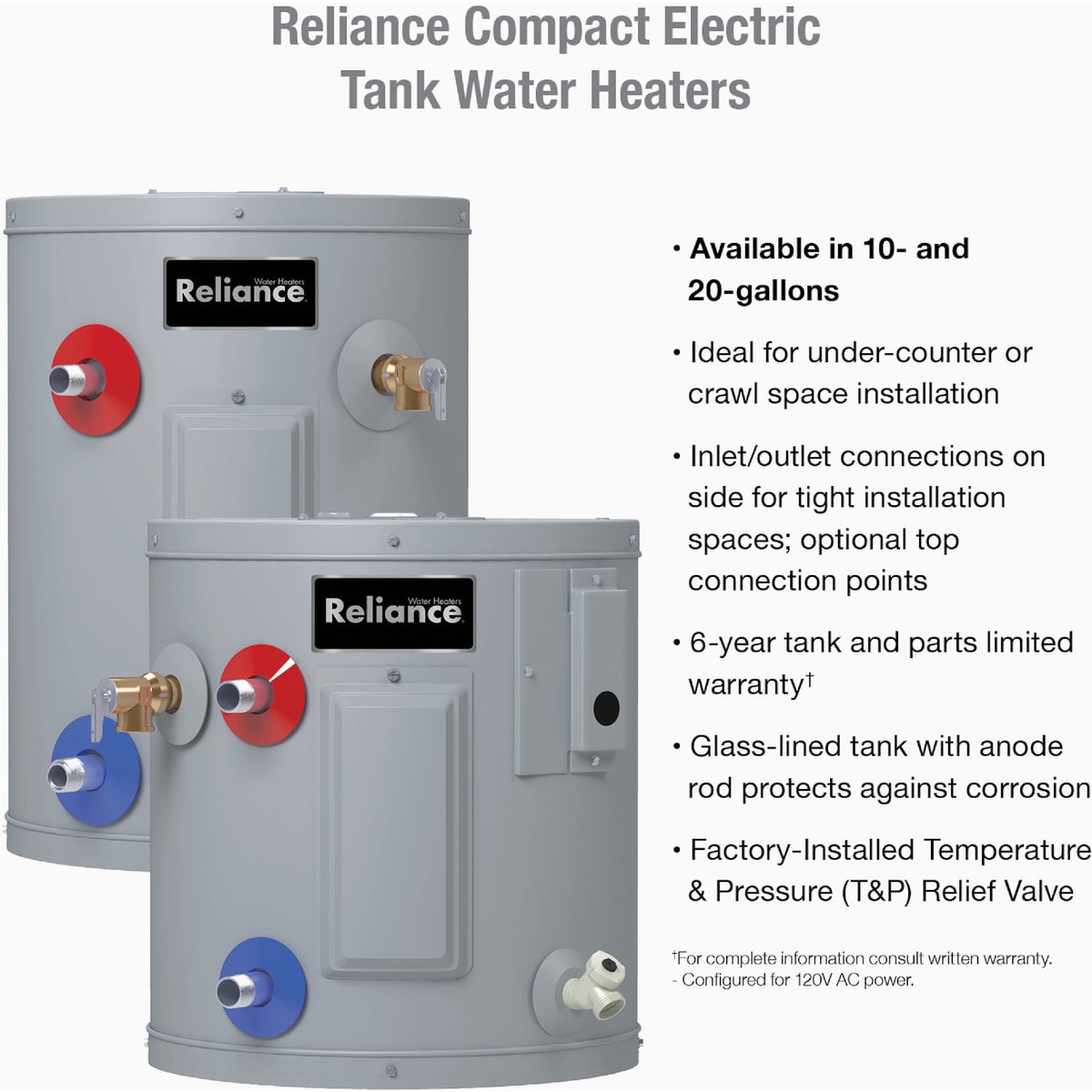 Reliance 10 Gal. Compact 6 Year 1650-Watt Element Electric Water Heater Image 2