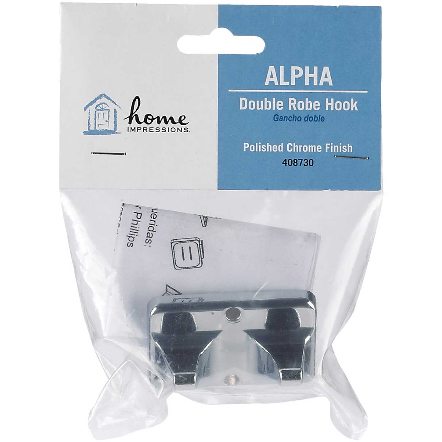 Home Impressions Alpha Chrome Double Robe Hook Image 2