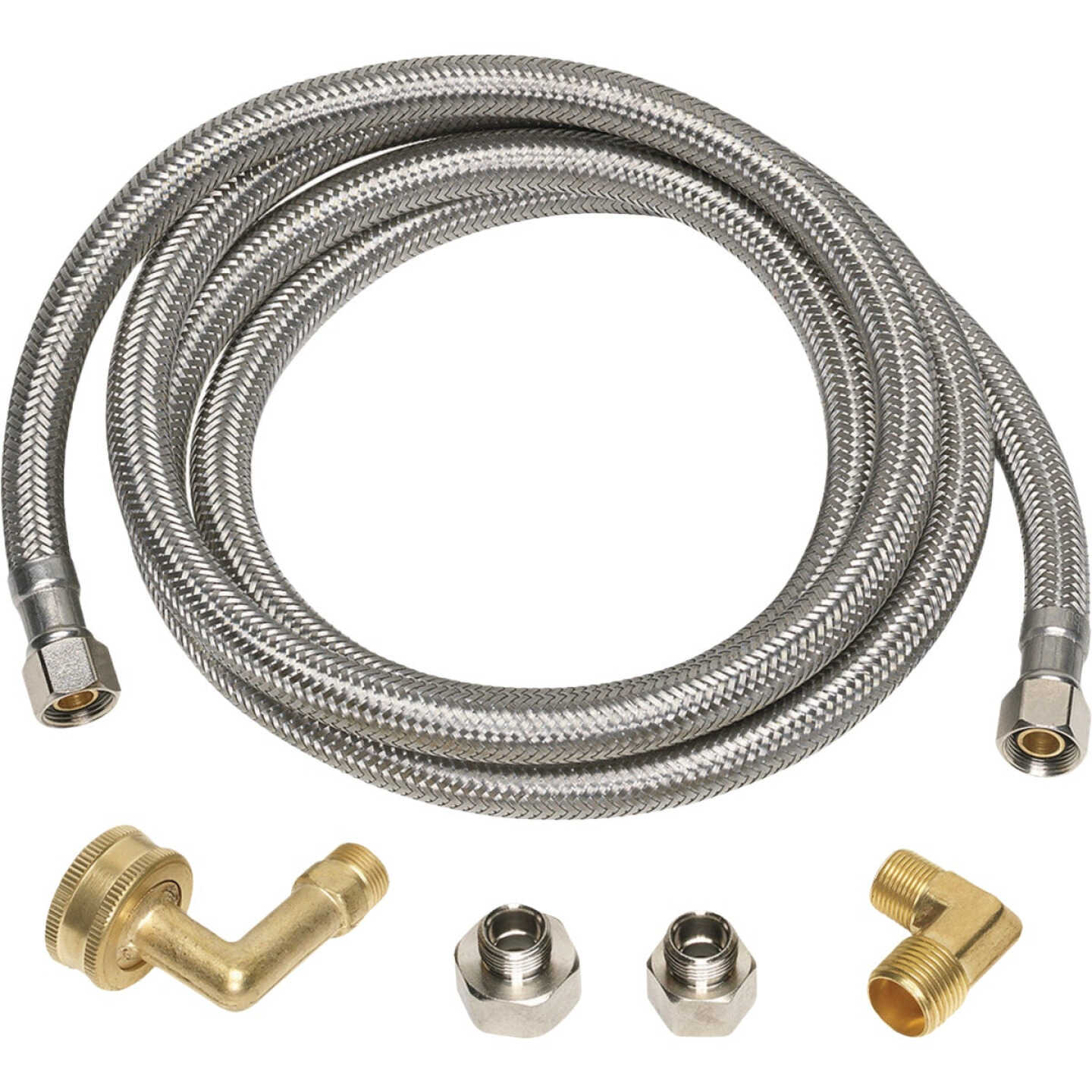 Homewerks 3/8 in. OD COMP x 3/8 in. OD COMP x 60 in. Long Braided Stainless Steel Dishwasher Supply Line Image 1