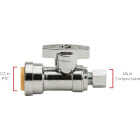 QuickFitting 1/2 In. Push-to-Connect x 1/4 In. O.D. Compression Chrome Plated Brass Quarter-Turn Straight Stop Valve Image 4