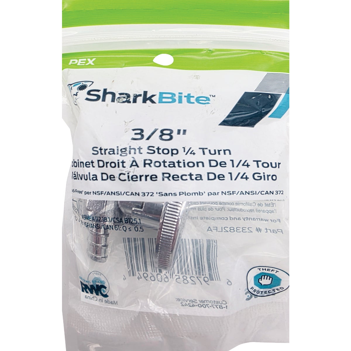 SharkBite 3/8 In. Barb PEX-B Quarter Turn Stop Straight Valve Image 2
