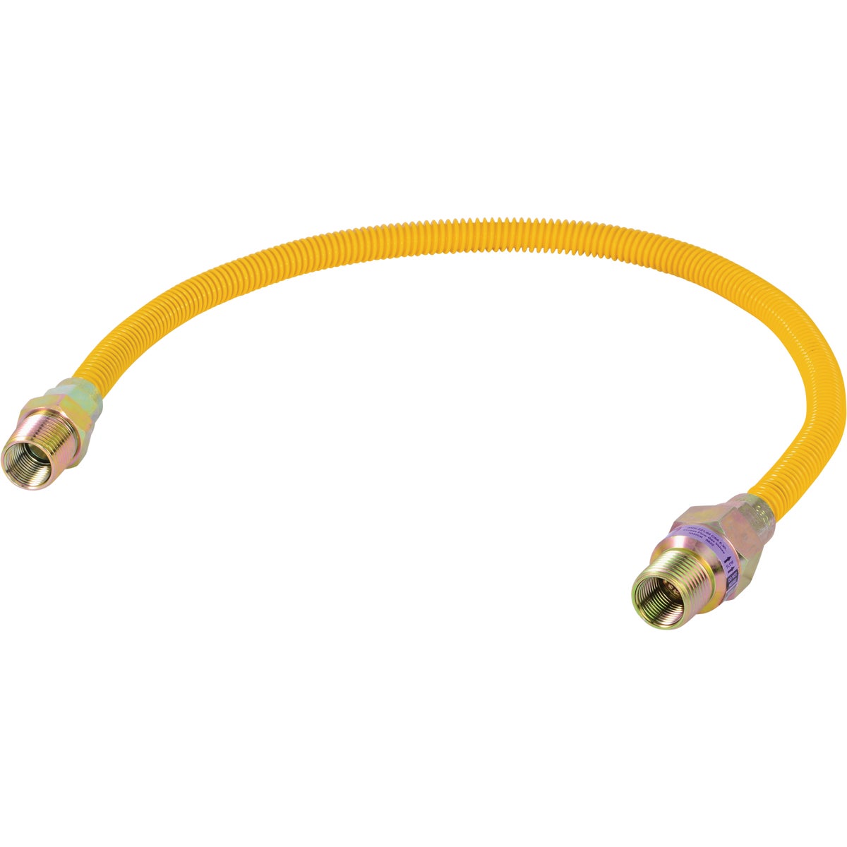 Eastman 3/8 In. OD x 24 In. 1/2 In. MIP (Tapped 3/8 In. FIP) x 1/2 In. MIP (Tapped 3/8 In. FIP) Coated Stainless Steel Gas Connector with ArmorBoost Excess Flow Valve Image 1