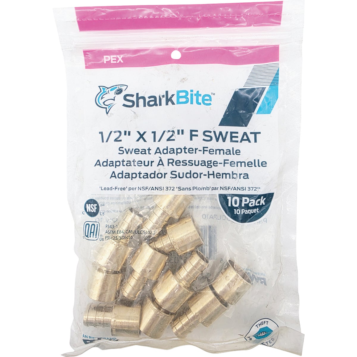 SharkBite 1/2 In. Female Sweat x 1/2 In. CF Brass PEX Adapter (10-Pack) Image 2