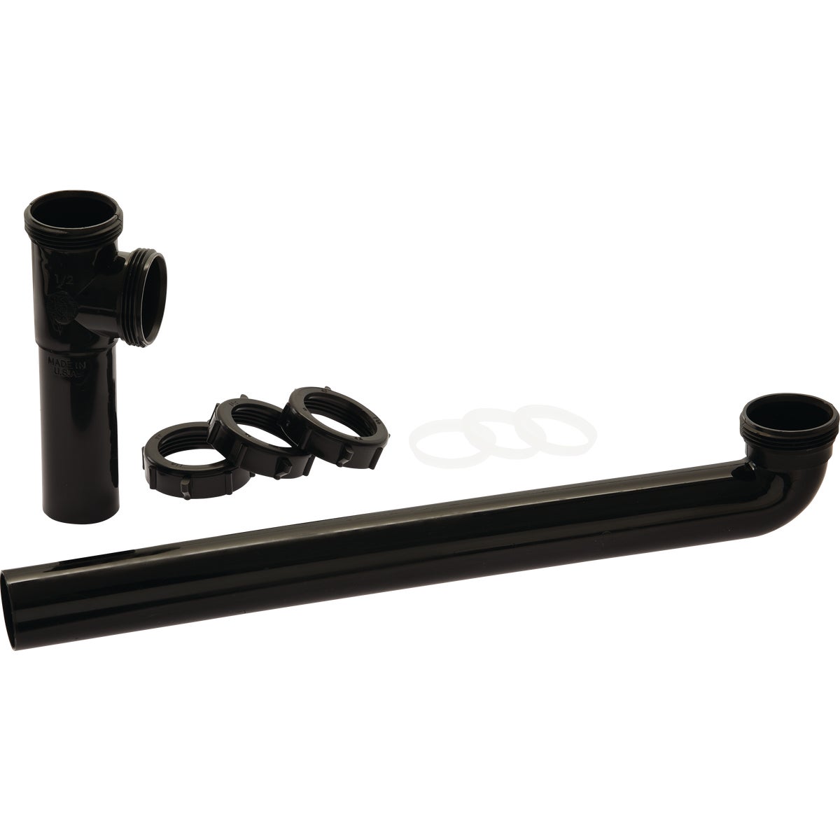 Keeney 1-1/2 In. x 16 In. Black Plastic Slip-Joint End Outlet Waste