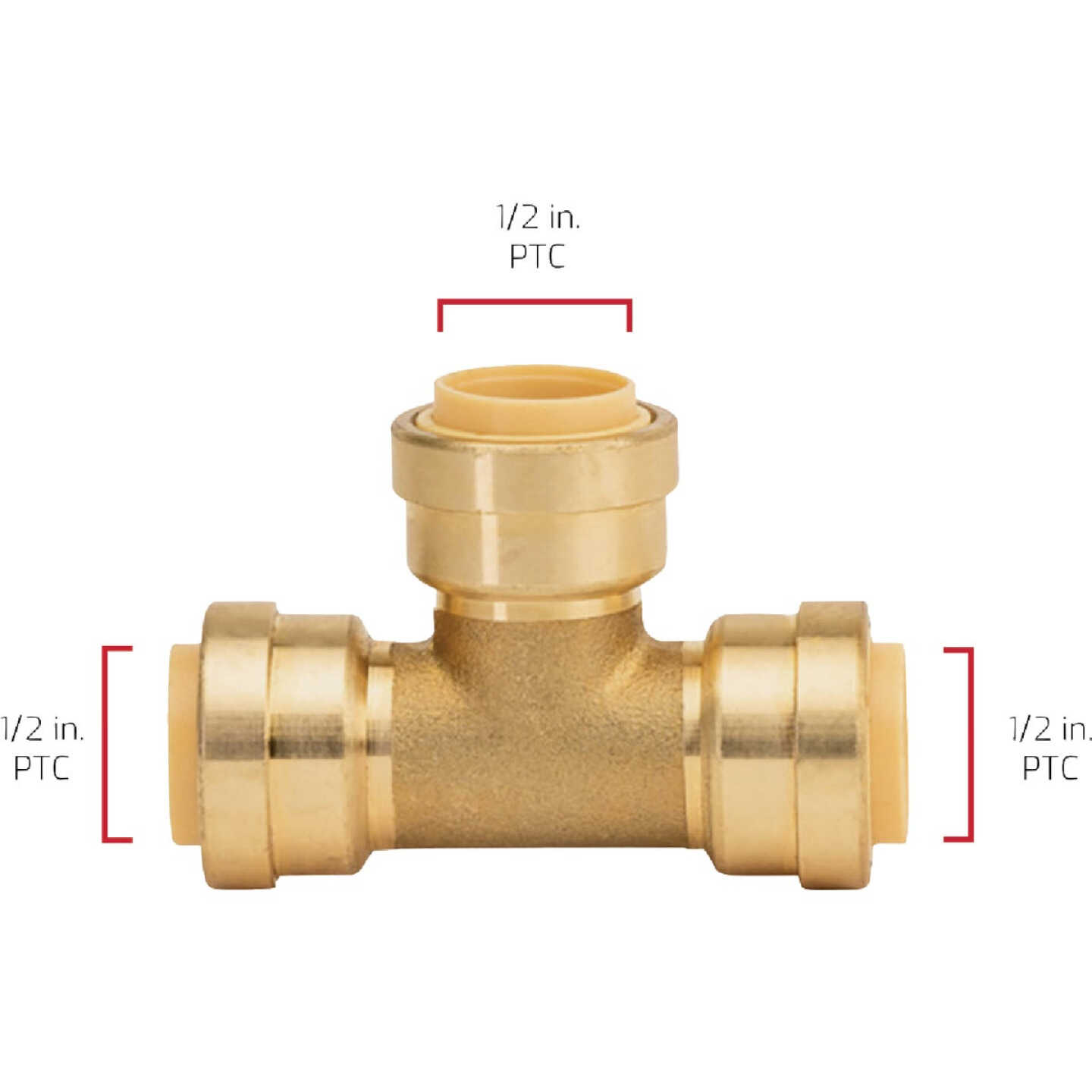 QuickFitting 1/2 In. x 1/2 In. x 1/2 In. Push-to-Connect Brass Tee Image 5