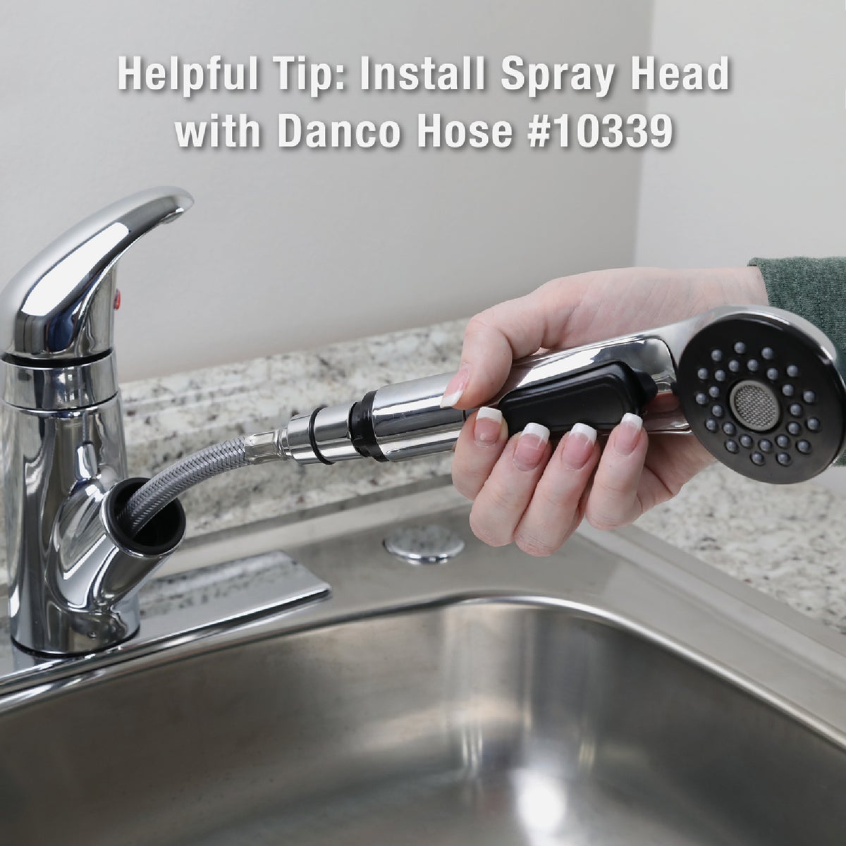 Danco Universal Fit Chrome Pull-Out Sprayer Head Image 4