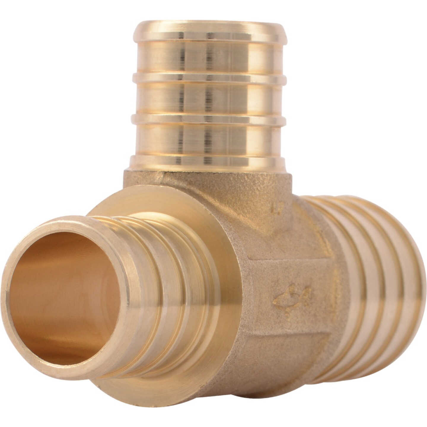 SharkBite 1 In. x 3/4 In. x 3/4 In. Barb Reducing Brass PEX Tee Image 1