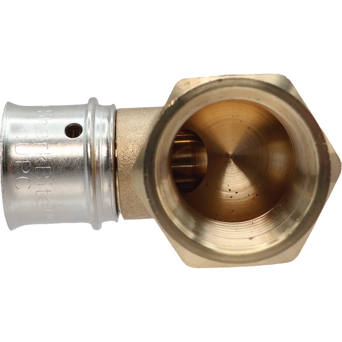 SharkBite 1/2 In. x 1/2 In. FNPT PEX Press Brass Adapter Elbow Image 3
